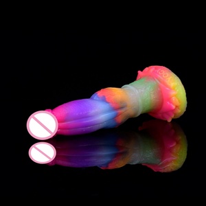Top Selling YOCY-2117S AW13 Glow Dark <b>Dildo</b> Soft Colorful Realistic Penis for Man and Women Silicone <b>Dildo</b> Artificial Penis - Product Image 6