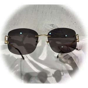Lentes de sol Custom 2023 fashion 18K gold plated Rimless sunglasses high quality glasses