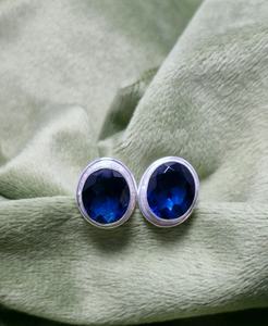 Boutons de manchette en topaze bleue de qualité supérieure, taille ovale, faits à la main, en argent sterling 925, bijoux de luxe unisexe, fabrication de pierres précieuses - Product Image 5