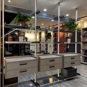 Многослойная книжная полка, современный минималистский роскошный модульный металлический алюминиевый каркас со светодиодной подсветкой для гостиной виллы - Product Image 2