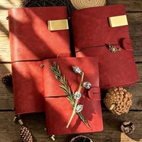 Carnet en cuir pleine fleur avec logo personnalisé et sangle, cadeau d'affaires vintage, journal de voyage fait main