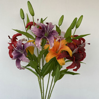 Lange Dreiköpfige Lilie aus Naturkunststoff mit Echtem Gefühl für Laden-Fotografie, Blumenarrangements & Heimdekoration, Visuelles Merchandising