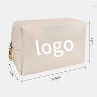 Pochette de rangement cosmétique minimaliste en PU couleur unie avec fermeture éclair, logo personnalisé imprimé, étanche et portable pour cadeaux promotionnels