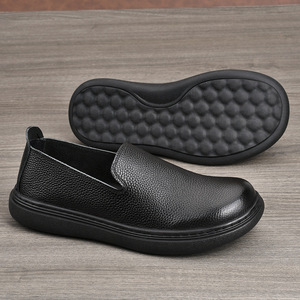Chaussures Homme en Cuir Véritable à Enfiler, Bout Rond, Semelle Extérieure en Caoutchouc, Semelle Intermédiaire en EVA, Confort Printemps, Décontractées et Professionnelles - Product Image 2