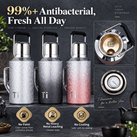 Thermos de Voyage Personnalisé de Luxe en Titane à Double Paroi, Isolation Sous Vide, Grande Capacité, avec Indicateur de Température et Infuseur à Thé, 34 oz
