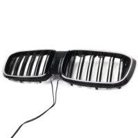Calandre de voiture ABS noir brillant Double ligne Grille de pare-chocs avant avec lumière LED pour Bmw X3 G01 2018-2021
