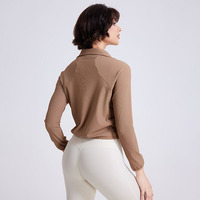 Demi fermeture éclair veste de sport femmes poche lâche Fitness vêtements sweat course décontracté Yoga vêtements hauts