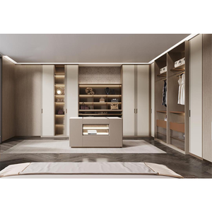 High End Kleding Walk In Slaapkamer Groothandel Garderobe Melamine Houten Inloopkast Met Computertafel - Product Image 3