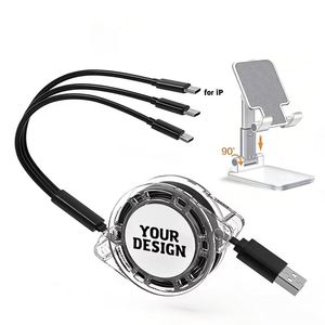 Promotional Gift Wholesale Retractable Usb <b>Charging</b> Pure Copper Custom Logo 3-In-1 Multi Charger <b>Cable</b> - Product Image 1
