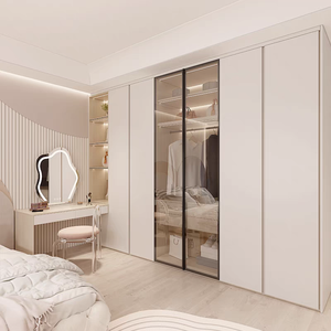 <span class=keywords><strong>Armadio</strong></span> Guardaroba Su Misura per Camera da Letto con <span class=keywords><strong>Ante</strong></span> in Legno e Vetro e Toletta Integrata, Mobile di Design Moderno per la Casa - Product Image 2