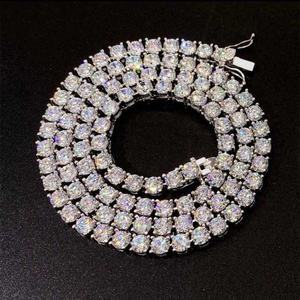 Rinntin MON01 Großhandel Diamant Tennis Halskette 3mm 4mm 5mm VVS Iced Out 925 Silber Edelschmuck Moissanit Tennis Kette - Product Image 2