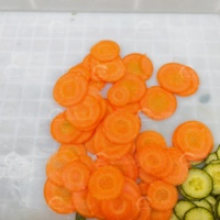 Commerciële snijmachine voor fruit en groenten, maat 1-8mm optioneel, CE 304 roestvrij staal, automatisch, 4 invoeropeningen, geschikt voor wortelen.