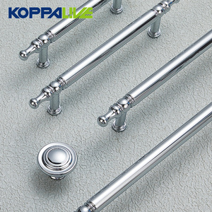 Boutons de meuble modernes en laiton massif chromé Poignées de placard de luxe français Quincaillerie de meuble argentée Tiroir Accessoires de cuisine - Product Image 3