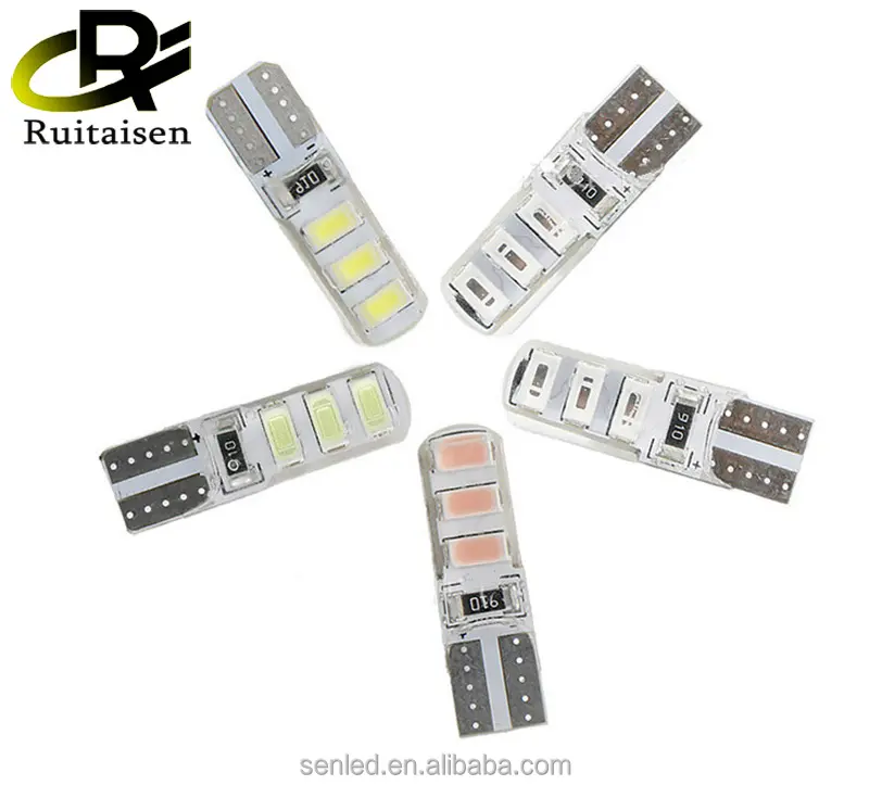 Auto Led T10 W 5W Led Lamp 194 W 5W Canbus 6smd 5730 T10 Siliconen Led Licht Geen Fout Parkeerkentekenlamp Auto Styling