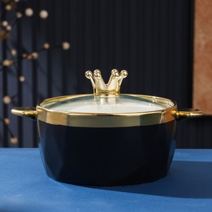 <span class=keywords><strong>Bol</strong></span> à Soupe en Céramique de Luxe Vert Jade avec Bordure Dorée, <span class=keywords><strong>Bol</strong></span> à Soupe Double Anse Créatif et Personnalisé avec Couvercle - Product Image 3