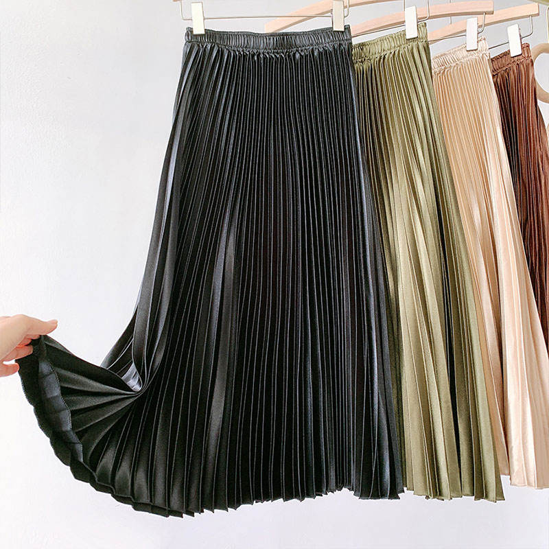 Pleated Skirt Styles Free And Long Long Flared Poly Satin Pleated
