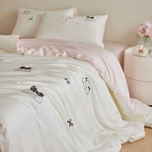 Cho Mùa Hè Mát Mẻ Tấm Ga Giường Đặt Bốn Mảnh Phong Cách Hiện Đại Phim Hoạt Hình Thêu Dệt Sợi Nhuộm Mô Hình 100% Cotton 200TC - Product Image 1