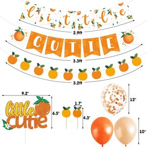 Décorations de fête prénatale Little Cutie, kit de fournitures pour fête d'anniversaire <span class=keywords><strong>orange</strong></span>, ballons confettis, fête prénatale <span class=keywords><strong>mandarine</strong></span>, fête clementine - Product Image 3