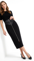 Jupe longue plissée élégante en similicuir acétate pour femme, style décontracté avec fermeture éclair, collection automne