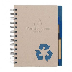 Carnet à spirales en cuir éco-responsable personnalisable avec logo et stylo pour promotions d'entreprise - Product Image 6