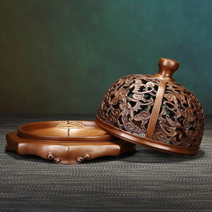 Quemador de incienso Ruyi con diseño de nubes de cobre púrpura, diseño hueco hecho a mano para el hogar, oficina, sala de té, uso religioso - Product Image 3