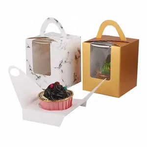 High quality cheaper white cardboard Clear Pvc Window Cupcake Packaging Cake Boxes Packaging Box