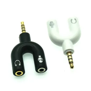 Earphone Connector Converter 3.5mm Stereo Adaptor Splitter Audio to Mic & Headset Jack Plug Adapter For Mobile Phone Tablet PC