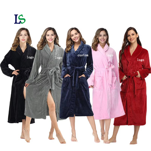 เสื้อคลุมอาบน้ำผ้าสักหลาดขนแกะสำหรับผู้หญิงชุดคลุมอาบน้ำสำหรับสปาชุดกิโมโนกำหนดได้เองในฤดูหนาว - Product Image 1