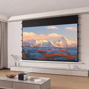 3D 4k电动标签-张力家庭影院投影屏幕的新型隐藏天花板嵌入式投影仪屏幕150英寸