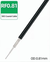 Câble coaxial micro RF 50 conducteurs en cuivre plaqué argent blindage en cuivre étamé diamètre 0,81 mm