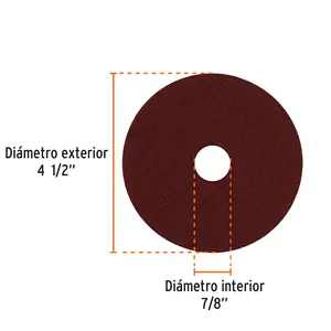 BOX 5 4-1/2" Fiber Backed <b>Sanding</b> Disc, <b>80</b> <b>Grit</b>, TRUPER - Product Image 2