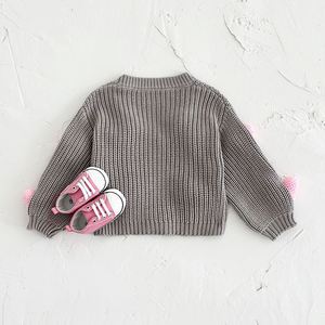 Bébé filles automne hiver à manches longues 100% coton pull respirant <span class=keywords><strong>Cardigan</strong></span> veste nouveau-né amour doux - Product Image 3