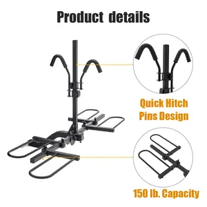 Outdoor Travel 2 Fat Tire Electric Bicycle E-bike Vertical Car Suv Rear Hitch Mount Platform Style Tilting Bike Rack