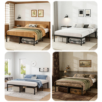 Cadre de lit en métal moderne et personnalisable, taille standard, réglable, pour appartement/hôtel, silencieux, forte capacité de charge, sans sommier