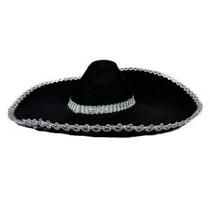 หมวกซอร์โรทรงเม็กซิกันขอบเงินปีกกว้าง สำหรับฮาโลวีน งานแสดงบนเวที หรือใส่ในฤดูร้อน - Product Image 1