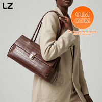Sac à main pour femme LZ OEM ODM, motif crocodile, cuir véritable, sac fourre-tout, sac à bandoulière professionnel, marque privée