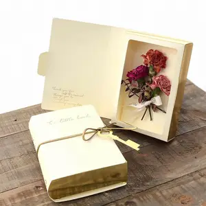 Özel renkli baskılı kağıt karton düğün hediyesi lüks kitap şekilli katlanır gül kutusu hediye paketi