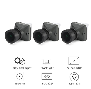 Ventes chaudes - Caméra Caddx Ratel PRO 1500TVL 16:9/4:3 NTSC/PAL 125 degrés, vision nocturne à lumière noire, noire, pour accessoires de drones - Product Image 5