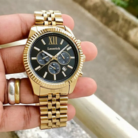 MKOriginals Jam Tangan Pria Mewah Berkualitas Tinggi dari Baja Tahan Karat 45MM Multifungsi Dial Besar 30m Tahan Air Emas Jam Tangan Fashion