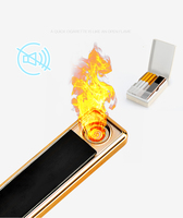Briquet électrique ultra fin de luxe rechargeable par USB, briquet sans flamme coupe-vent, briquet à interrupteur tactile