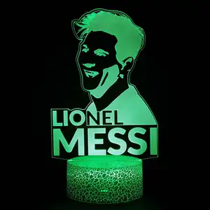 Messi Skiën 3d Illusie Nachtlampje Usb Touch/Afstandsbediening Skiën Led Lamp 7 Kleurveranderende Sportfans Cadeau
