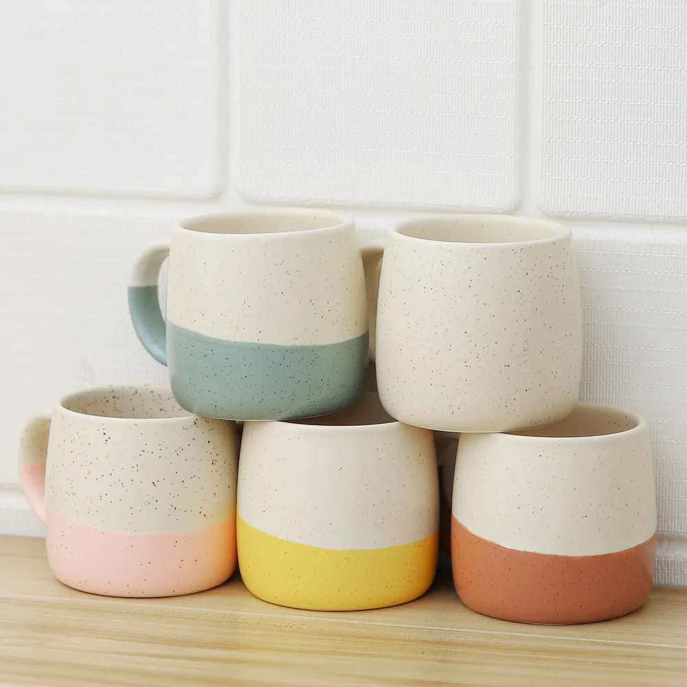 Diskon Besar Gaya Ins Mug Kopi Keramik Warna Kustom Berbintik Sesame Glaze Stoneware Mug Porselen Cangkir Halus