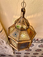 Lampe suspendue traditionnelle marocaine en laiton avec abat-jour en fer arc-en-ciel, 150 cm, luminaire LED, 3500K, blanc chaud