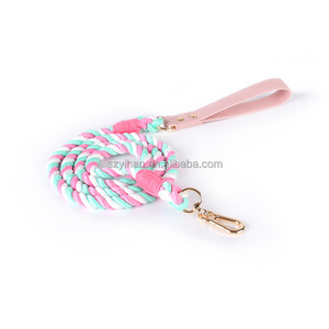 Correa colorida para mascotas de 1,5 metros, correa de cuerda trenzada de algodón, cuero para perros, fuerte y extensible con hebilla de Metal duradera - Product Image 6
