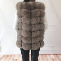 Veste sans manches en fourrure de renard véritable pour femme, couleur gris et noir, vente chaude pour l'hiver