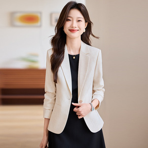 Ivory Blazer Women Solid Color Polyester Worsted Anti-Wrinkle Suit Top Spring Autumn 2025 - Product Image 1