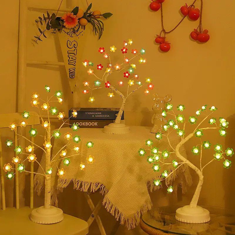 실내 로맨틱 LED 꽃 나무 테이블 야간 램프 홈 장식 선물 파티 휴일 결혼식 크리스마스 주변 조명