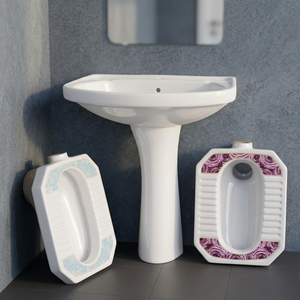 Lavabo en céramique série Capri 25x20 avec piédestal complet pour hôpitaux, centres commerciaux et salles de bain modernes - Product Image 3
