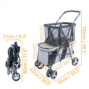 Nouveau Double Pet Shopping Cart Camping <span class=keywords><strong>Acheter</strong></span> Légumes Stall Cart Grande Capacité Stockage Portable Facile à Plier - Product Image 6