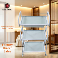 Carrito de Belleza Minimalista de Tres Niveles con Ruedas, Estante de Vidrio, Tamaño Pequeño, Organizador para Salones de Belleza y Cuidado Personal